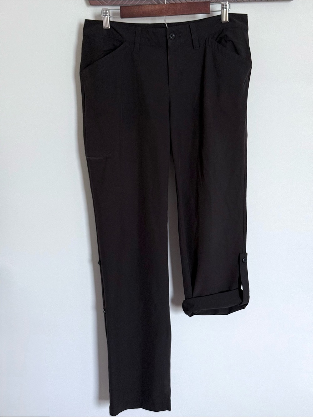 Eddie Bauer Black Mid Rise Straight Leg Convertible Roll Up Hiking Pants Size 10